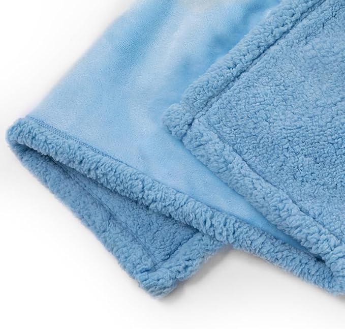 Maidewow Waterproof Dog Throw Blanket Reversible Fluffy Blue Pet Bed Cover Puppy Blankets Leakproof Sofa Couch Washable Cover Cat Pet Blanket for Warm-Lake Blue,S