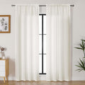 Lecloud Bessie Ivory Curtains 84 Inches Long 2 Panels, Light Filtering Faux Linen Textured Curtain Panels with Dual Rod Pocket for Girl's Room, Burlap Curtains for French Window, Each 40 W x 84 L
