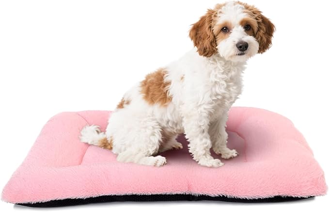Pink Dog Bed for Crate or Cage 22 Inch for Extra Small Dogs,Soft Fluffy Comfy Cute Crate Beds Washable & Anti-Slip Pet Kennel Pad for Puppy and Cats Cozy Sleeping Mat, (22" x 13", XS-Baby)
