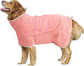 HhiMyOct Dog Robe - Fast Drying Towel - Microfiber Super Absorbent Pet Bathrobe, Adjustable Collar & Belly Strap (Pink, Large)