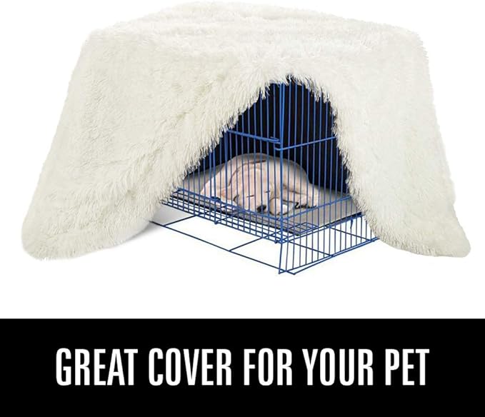LOCHAS Luxury Fluffy Dog Blanket, Extra Soft and Warm Sherpa Fleece Pet Blankets for Dogs Cats, Plush Furry Faux Fur Puppy Throw Cover, 30''x40'' Cream White