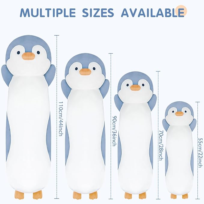 Dalmao 44 inch Giant Penguin Stuffed Long Body Pillow, Penguin Stuffed Animal, Jumbo Soft Plush Toy Plushies Cuddle Gift for Kids Boys Girls Birthday, Halloween, Christmas