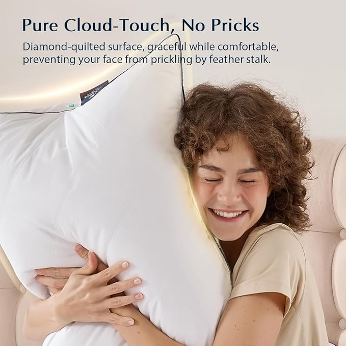 Pacific Coast Premium Goose Feather & Down Bed Pillows Queen Size 1-Pack, Hotel Quality Collection, Medium Support for Side & Back Sleepers