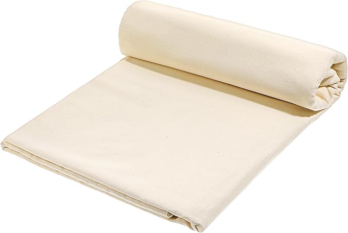 Medium Weight 100% Cotton Muslin Fabric by Yard 63 inch x 16.5 Yards Natural Unbleached Muslin Linen Fabric Draping Fabrics for Sewing Embroidery, Garments, Crafts Material, Apparel Cloth