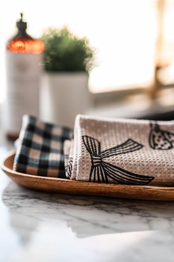 Desert Aqua || 2 Pack|| Double Sided Dish Towels || Waffle Weave Microfiber || Tea Towels || Highly Absorbent || Hanging Loop || Dish Cloths || Modern || Designer Prints