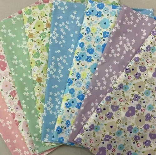8Pcs 9.8" x 9.8"(25 * 25CM) Cotton Fabric DIY Making Supplies Quilting Patchwork Fabric Fat Quarter Bundles DIY for Quilting Cotton Patchwork Cushions (8pcs Big Small Flowers, 9.8" x 9.8")