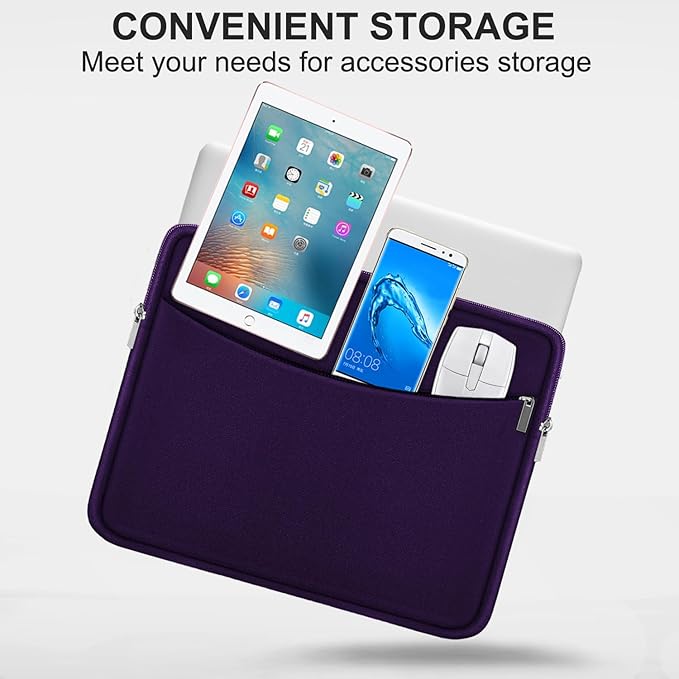 Laptop Case 14 inch, Shockproof Protective Laptop Cover Briefcase Carrying Computer Bag with Accessory Pocket Portable Computer Sleeve for 14" MacBook, HP, Dell, Lenovo, Acer, Dark Purple