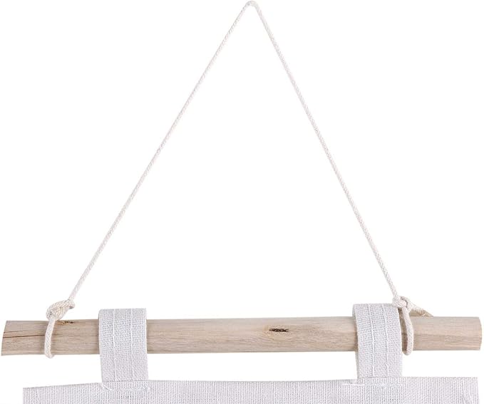 Oumefar 3 Pockets Hanging Pouch Cotton Linen Wall Hanging Storage Bags Door Pouch Bedroom Home Office Organizer 20x67cm(Gray)