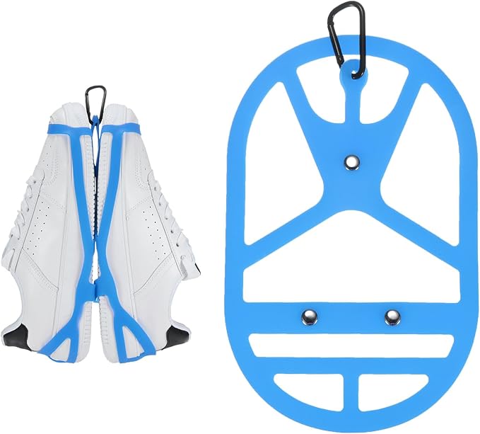 TIXIPEM Shoe Holster for Backpack [1SET] - Elastic Silicone Footwear Holder with Clip Use for Travel & Outdoors & Sports - [Sapphire Blue-XL] Hang Extra Shoes Cleats Boots