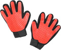 HappiTails Pet Grooming Gloves – 1 Pair – Deshedding & Bath Massage Mitts for Dogs & Cats – Choose from 5 Colors – Adjustable, Reusable & Easy to Clean (Red)
