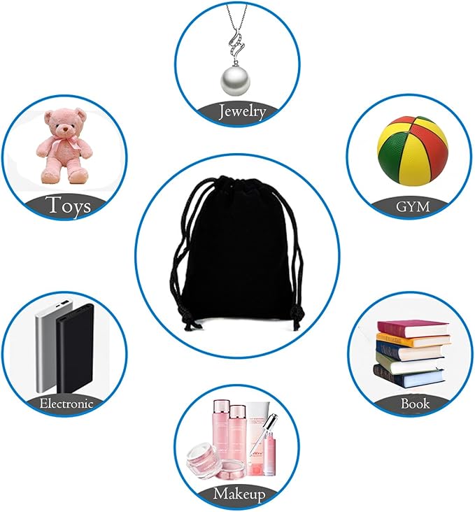 JACUXLSS Large Shoe Bags for Travel Storage, Black Flocking Fabric Organizer for Luggage Suitcase and Shoe Rack, Portable Dust Proof Drawstring Essentials for Men Women GYM Packing