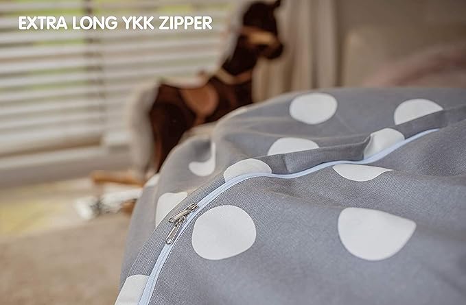 WEKAPO Stuffed Animal Storage Bean Bag Chair Cover for Kids | Stuffable Zipper Beanbag for Organizing Children Plush Toys Large Premium Cotton Canvas (Gray Dot, XX-Large)