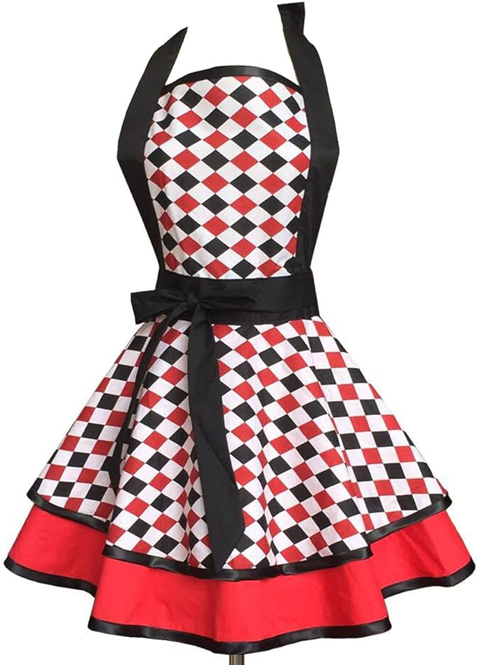 Hyzrz Lovely Handmade Cotton Retro Aprons for Women Girls Cake Kitchen Cook Apron for Mother's Gift (Multicolor)