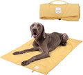 Travel Dog Bed | Camping Dog Bed | 37.4"x25.6" Waterproof Outdoor Dog Mat | Portable Place Mat for Dogs with Handle | Machine Washable | Easy Clean for Outdoor Adventures (Yellow)