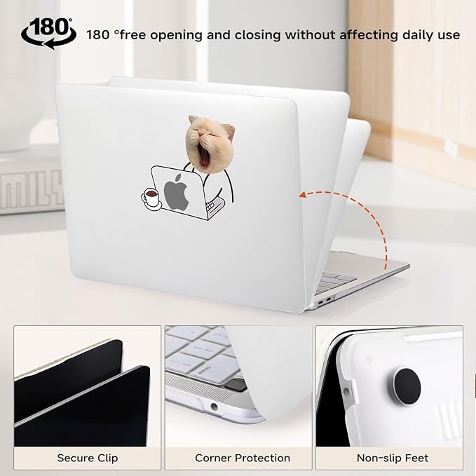 BYCeKe Compatible with MacBook Air 13.6 inch Case 2022-2025 M4 A3240 M3 A3113 M2 A2681,for Mac Air13 M4 Slim Sturdy Pattern Plastic Hard Shell&Keyboard Cover for MacBook Air 13.6 Print Cases,Cute Cat