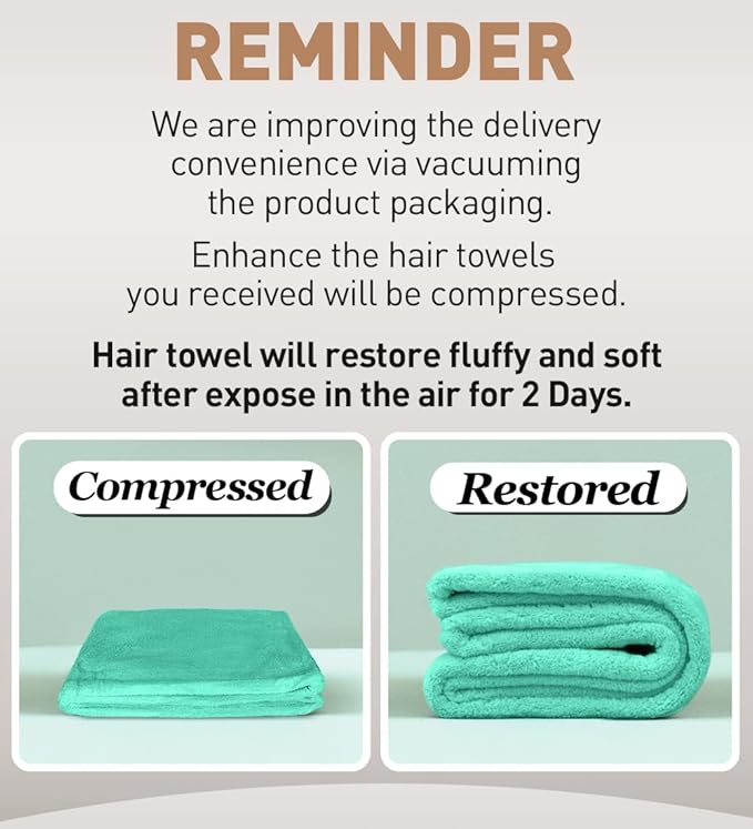 Hicober Microfiber Hair Turbans (3 Pack), Drying Hair Wrap Towels for Curly Women, Anti-Frizz (Green, Purple, Grey)