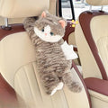 WASTROYAL Cute Cat Car Tissue Box Cover with Plush Doll, Hanging Vehicle Interior Organizer, Adorable Auto Decoration & Practical Accessory (Grey)