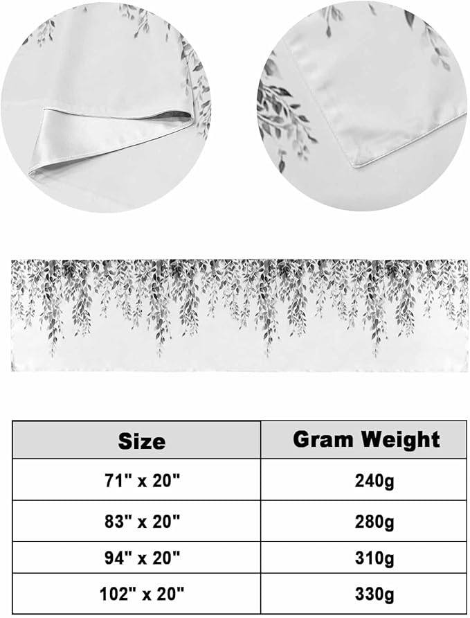 DecorLovee Grey Eucalyptus Bed Runners for Cal King Size Bed, Weeping Botanical Decorative Bed Throws for Foot of Bed, Leaf Watercolor Bed Runner Sofa Throw Bedding Scarf Slipcover for Bedroom