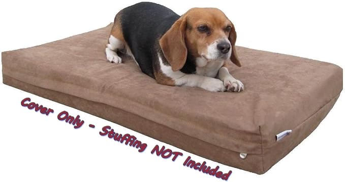 Dogbed4less DIY Pet Bed Pillow Brown Microsuede Duvet Cover and Waterproof Internal Case for Dog and Cat at 35X20X4 Inch - Covers only