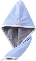 XPZKAIYUE Microfiber Hair Towel, Hair Towel wrap for Women,Hair wrap Towels,Hair Turbans for Women Wet Hair, wrap for Kids (Blue and Grey) 1pcs
