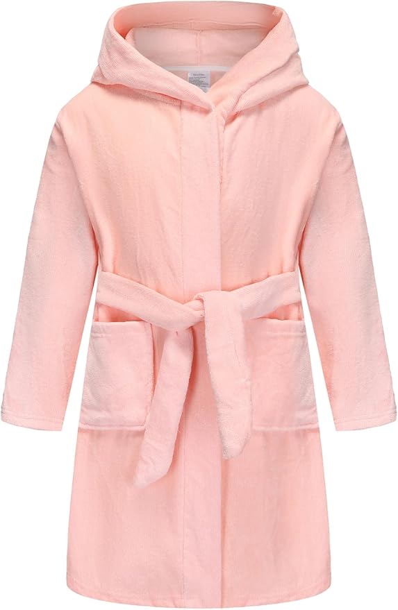 Fraprasty Boys Girls Hooded Robe Soft Touch Robe Kids Terry Cloth Cotton Spa Bathrobe Sleepwear 2-14 Years