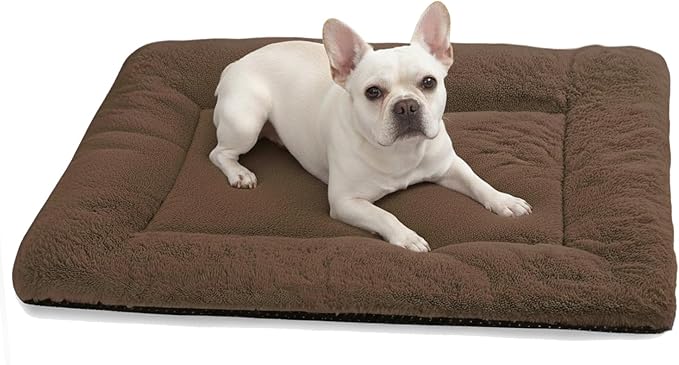 ZENGAOOU Dog Crate Pad Washable, Plush Anti-Slip Crate Mat for Medium Dogs, Cushioned Kennel Pad for Metal Dog Kennels, 30 x 20 Inch, Brown