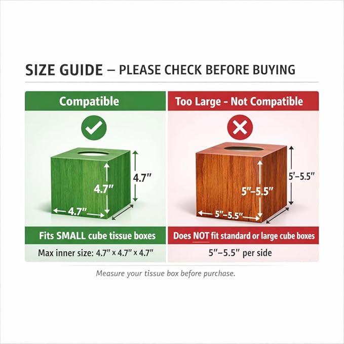 PEMAR Handcrafted Wooden Tissue Box Cover for Small Cube Tissue Boxes Only (Max Inner Size 4.7”) – Capiz Shell Inlay Decorative Tissue Holder for Bathroom, Living Room & Office (Teal Vines)