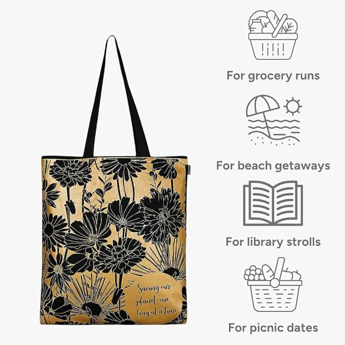 Eco Right Tote Bag for Women, Reusable Grocery Bag, Canvas Tote Bag for Shopping, Cotton Bag for Daily Use, Gifts for Women