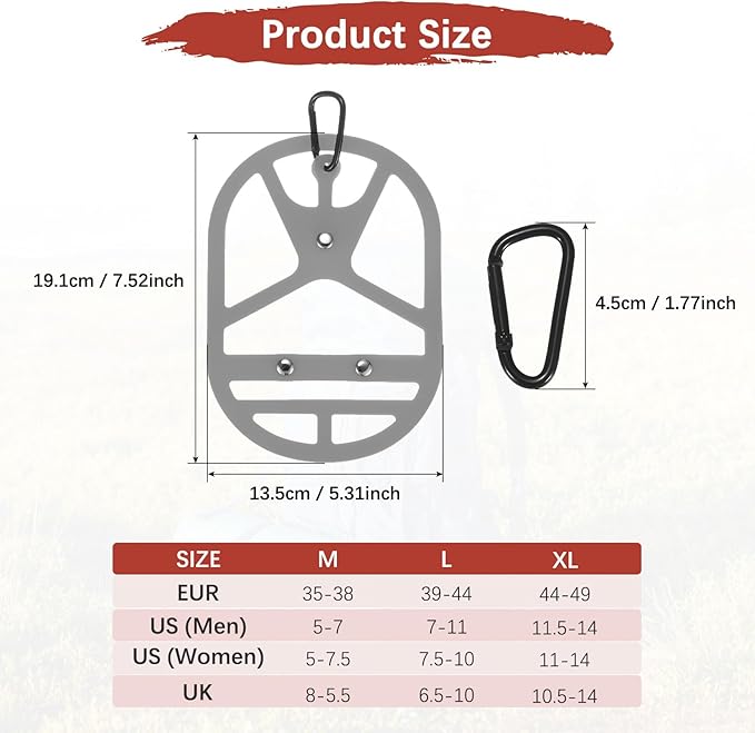 TIXIPEM Shoe Holster for Backpack [1SET] - Elastic Silicone Footwear Holder with Clip Use for Travel & Outdoors & Sports - [Gray-M] Hang Extra Shoes Cleats Boots