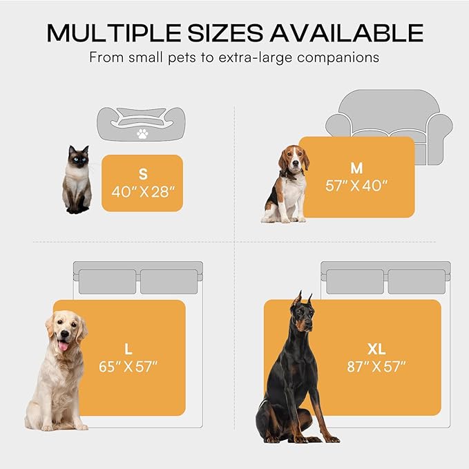 Luciphia Waterproof Bed Blanket Washable, Soft Sherpa Fleece Puppy Reversible Throw Blankets for Medium Large Dog Cat, Furniture Cover Protector Couch Bed from Liquid Pee and Pet Fur, Grey,65" x 57"
