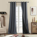 Rutterllow 100% Blackout Curtains 2 Panels, Full Shade 90 Inches Long Complete Light Blocking Drapes for Living Room, Dark Grey Thermal Insulated Bedroom Window Treatment Drapes (Gray, 42 x 90 inch)