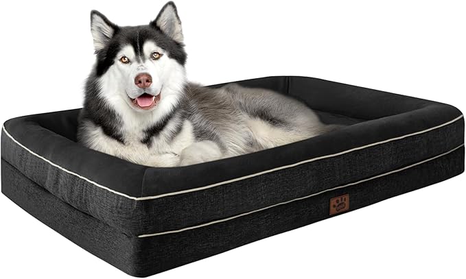 TaiBest Waterproof Memory Foam Dog Beds for Extra Large Dogs Non-Slip Orthopedic Dog Beds Washable Couch Pet Bed with Removable Cover (Black, X-Large)