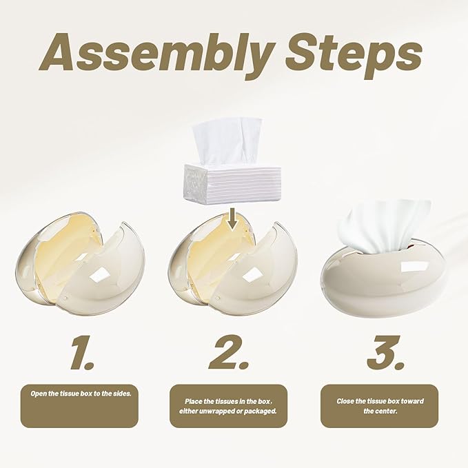 Modern Tissue Box Cover for Home and Office – Magnetic Lid Oval Tissue Holder, Inside Dimensions 8.07" × 5.91" × 3.44", Decorative Clear Double-Layer Plastic, Luxe Home Decor (White)