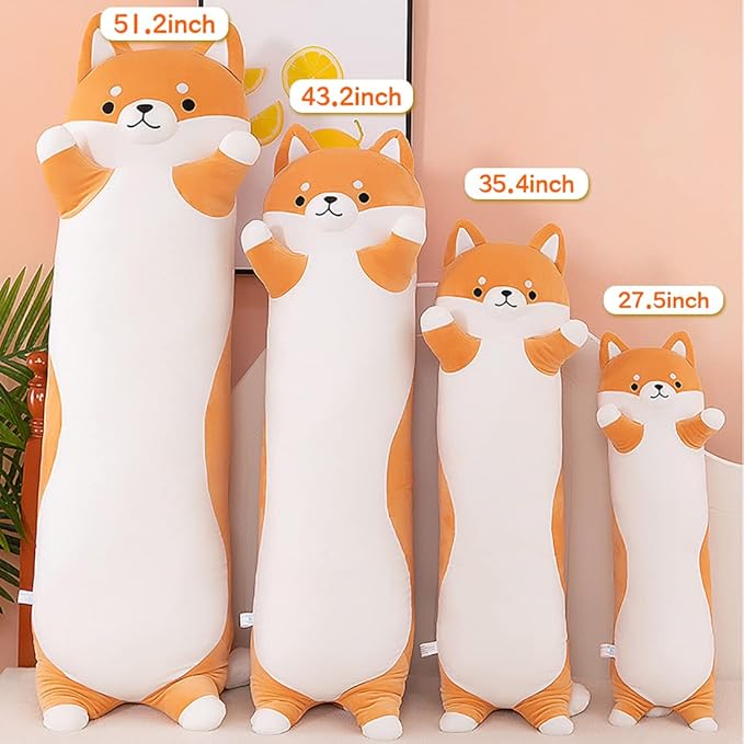 MIAOHAHA Long Plush Shiba Inu Dog Soft Stuffed Animal Akita Corgi Toy Plush Toy Pillow Hugging Pillow for Kids and Girls(Shiba, 110cm/43.3in)