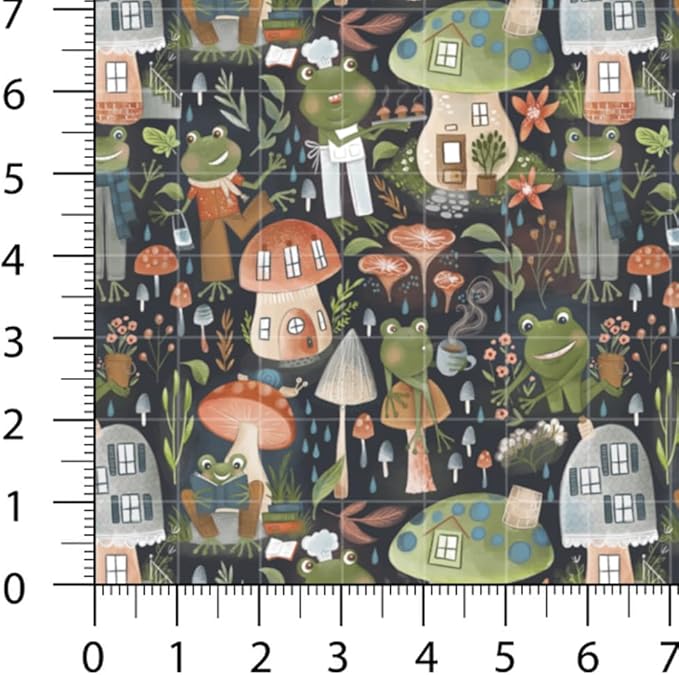 Woodland Patchwork Fabric Panel 100x155 cm – 100% Cotton Satin, 6 Coordinated Forest & Mushroom Prints on One Continuous Sheet for Quilting, Sewing & DIY Crafts(Forest Mushrooms, 6pcs 50x50cm)