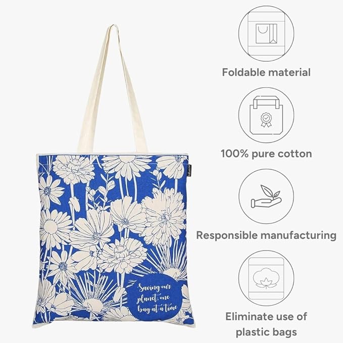Eco Right Tote Bag for Women, Reusable Grocery Bag, Canvas Tote Bag for Shopping, Cotton Bag for Daily Use, Gifts for Women
