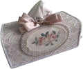 Tissue Cover Holder Fabric Art Cute Tissue Box Cover Dispenser Napkin Organizer for Bathroom Bedroom Office and Car (D-Beige)