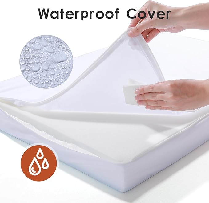 Rainmr Orthopedic Dog Bed for Large Dogs, 44"x32"x6" Memory Foam Pet Bed with Washable Microsuede Cover, TPU Waterproof Liner & Nonskid Bottom, for Indoor, Outdoor, Crate ＆ Car Use, Dark Grey