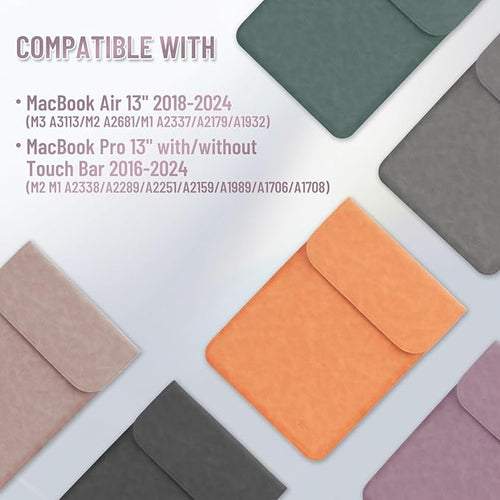 Allinside 13 inch Laptop Sleeve Case for with MacBook Air 13 2018–2025 (M2 A2681 M3 A3113 M4 A3240)/MacBook Pro 13 2016–2022 (A2251 A2289 A2338 M1 M2), PU Suede Leather Laptop Case Cover, Purple