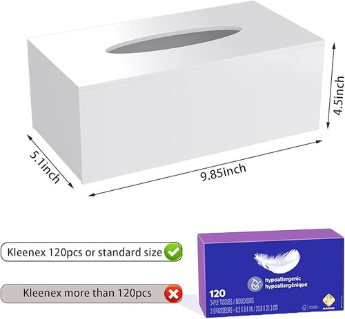 Acrylic Tissue Box Cover Rectangle, PITBVO White Tissue Box Holder, Facial Napkin Dispenser for Bathroom Kitchen Bedroom Office Hotel Use Shiny White