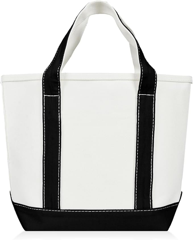 DALIX 14" Mini Small Cotton Canvas Party Favor Wedding Gift Tote Bag in Black