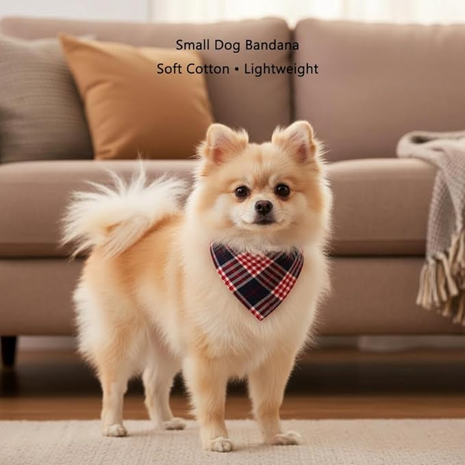 Small Dog Bandana,Soft Cotton Pet Triangle Scarf for Small Dogs & Cats,Lightweight Tie-On,Pet Photo Prop,Cute Holiday Dog Bandana 2 Pack (Burgundy)
