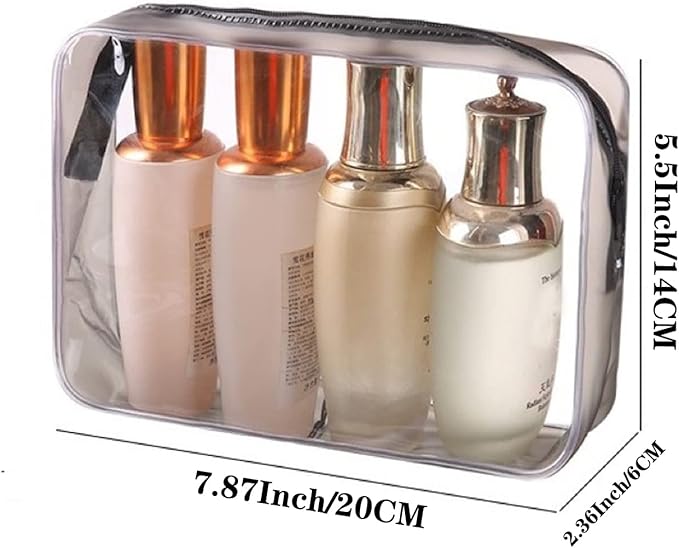 6 Packs Clear Cosmetics Bags for Women Men Waterproof Toiletry Bags PVC Makeup Bags Organizer Case with Zipper for Travel Bathroom (6 Black Colors)