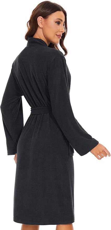 Knuffnee Women Bath Robes Terry Cloth Towel Robe Knee Length Bathrobe with Pockets