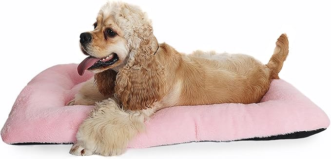 zihapgpzp 36 Inch Dog Crate Pad Washable,Ultra Soft Cute Dog Crate Bed 36 x 24 with Anti-Slip Bottom,Deluxe Faux Fur Pet Kennel Beds Sleeping Mat for Large Medium Breeds Up to 50 Lbs,Pink