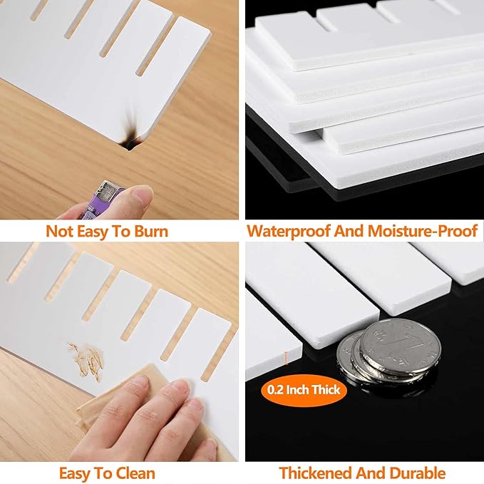 10Pcs Drawer Dividers, 14.18" x 3.55", Thick, DIY Organizer Separator, Large Adjustable Dresser Drawer Organizer for Clothes, Bedroom, Bathroom, Kitchen Cutlery, Desk, Office Storage