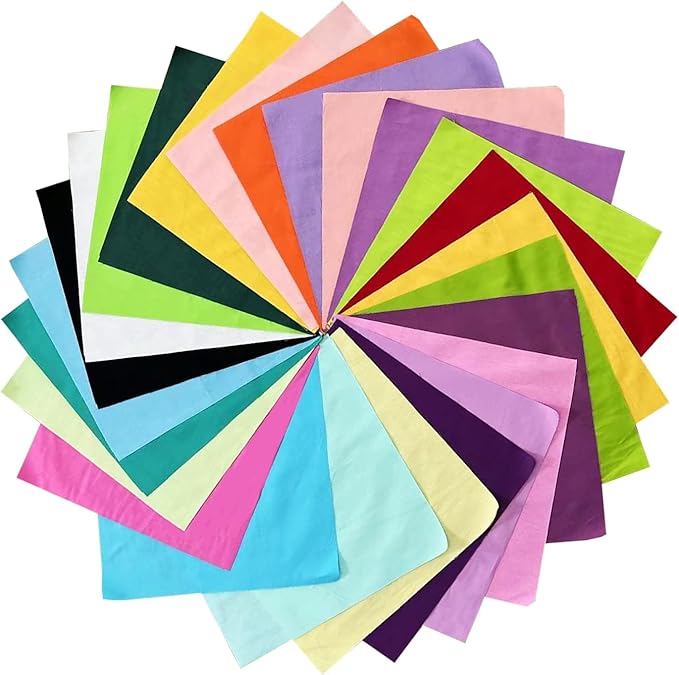 HANPATQUI 50PCS 5 x 5 inch Solid 100% Cotton Fat Quarters Fabric for Sewing and Quilting Bundles Precut Fabric Square for DIY Craft Patchwork