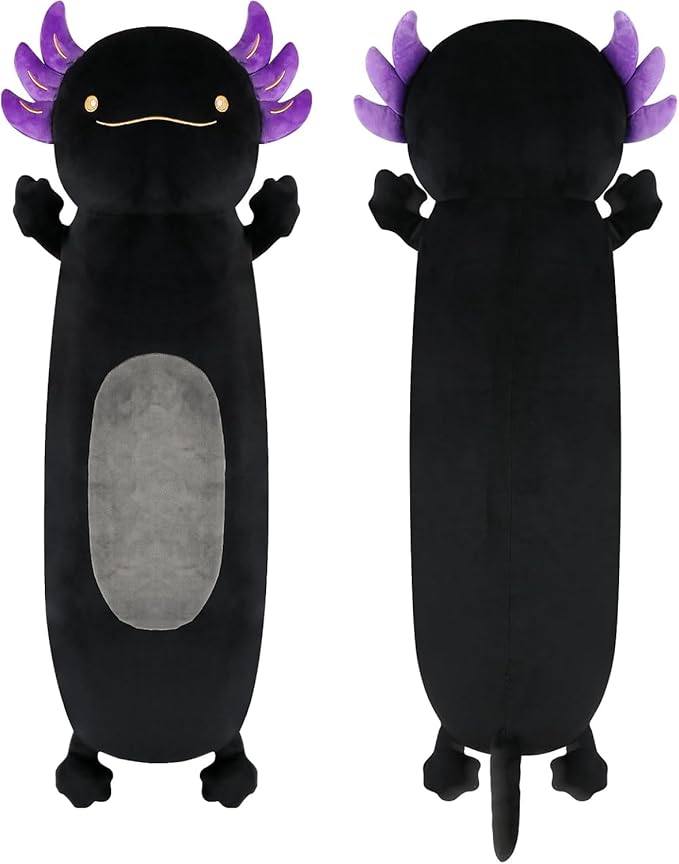 Dalmao 28 inch Black Axolotl Stuffed Animal, Cute Long Body Cuddle Squishy Pillow, Big Axolotl Plushies Toy Gifts for Kids, Boys for Birthday, Halloween, Christmas