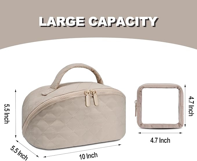SXS LACONIC Makeup Bag,Quilted Puffer Cosmetic Bags,Travel Toiletry Bag for Women,Large Capacity Waterproof Make up Bag Set