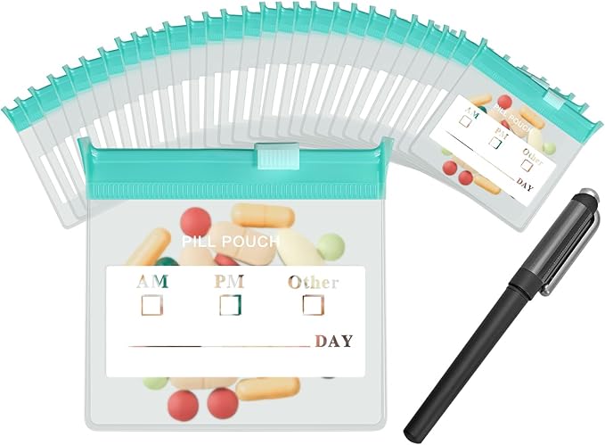 36 Packs Color Pill Pouch Bags 12mil 3 x 2.75 Inch bpa-Free, Frosted Clear EVA Materials, Heavy-Duty Thick Plastic Bags, Seal Zipper for Travel Medicine Organizer, Jewelry, Small Craft Pieces-Green